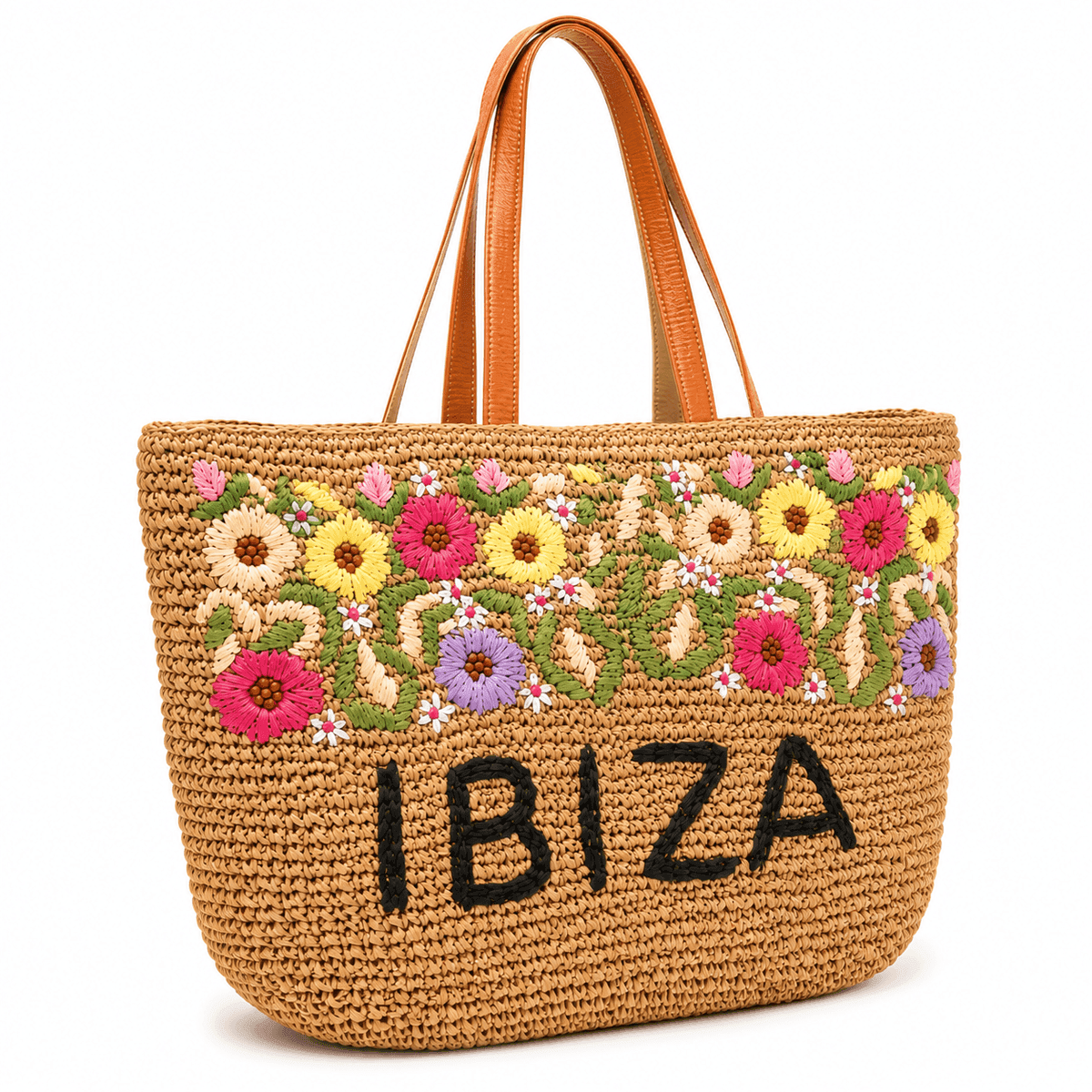 Ibiza Bloom Raffia Tote Bag