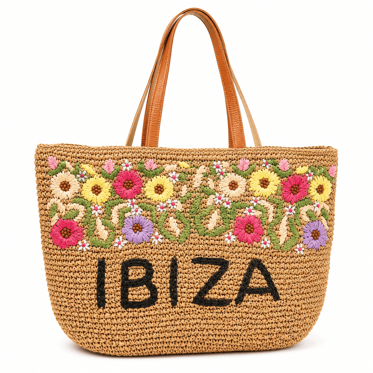 Ibiza Bloom Raffia Tote Bag
