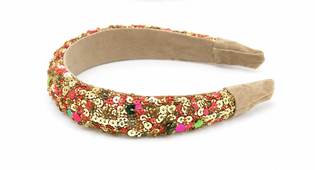 Luxe Sequin & Gold Bead Embroidered Headband