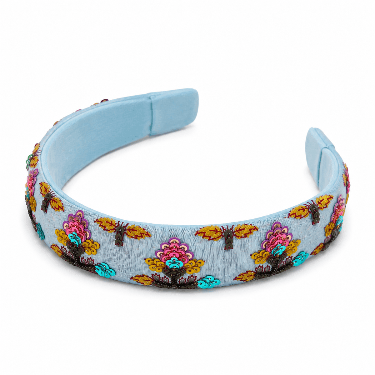 Azure Bloom Embroidered Headband