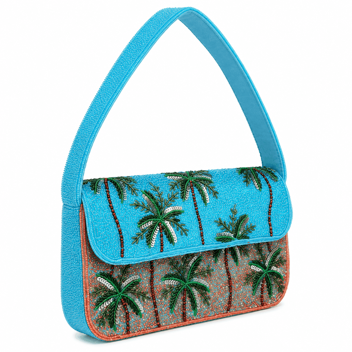 Tropical Palm Luxe Beaded Handbag