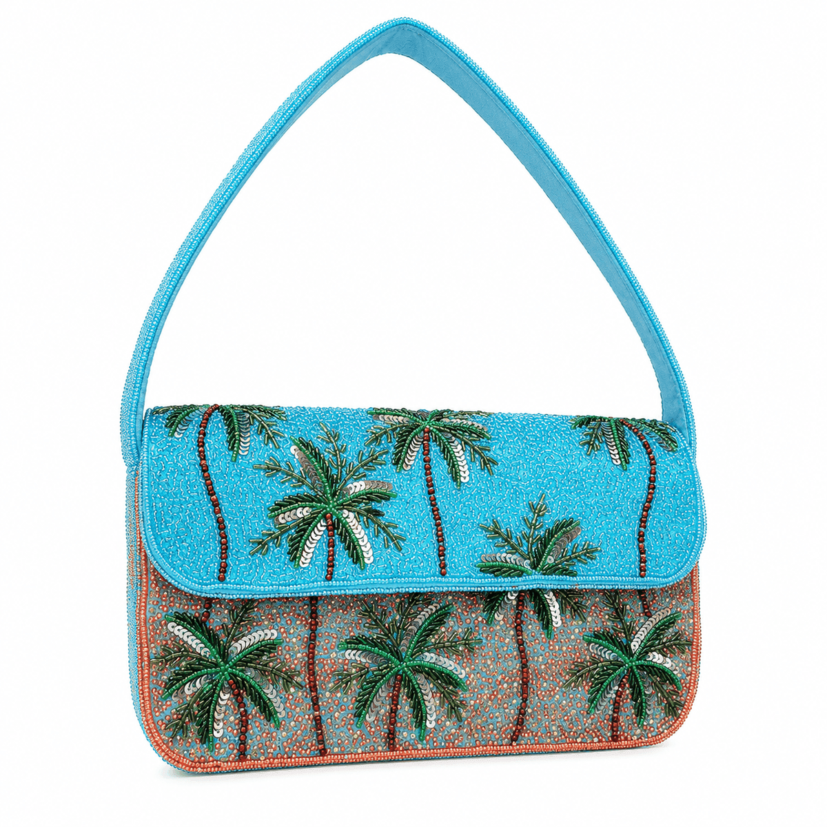 Tropical Palm Luxe Beaded Handbag