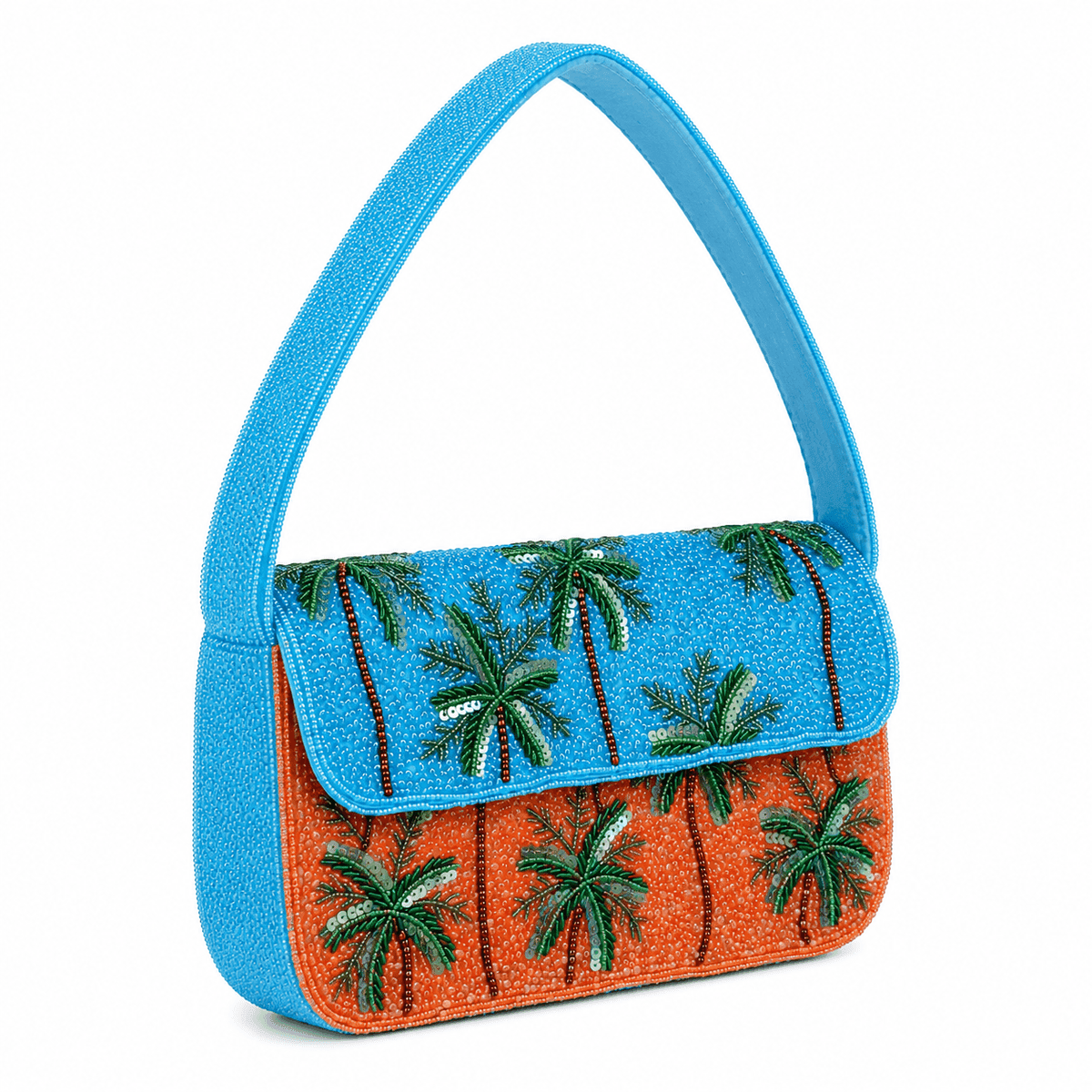 Palm Escape Beaded Shoulder Bag