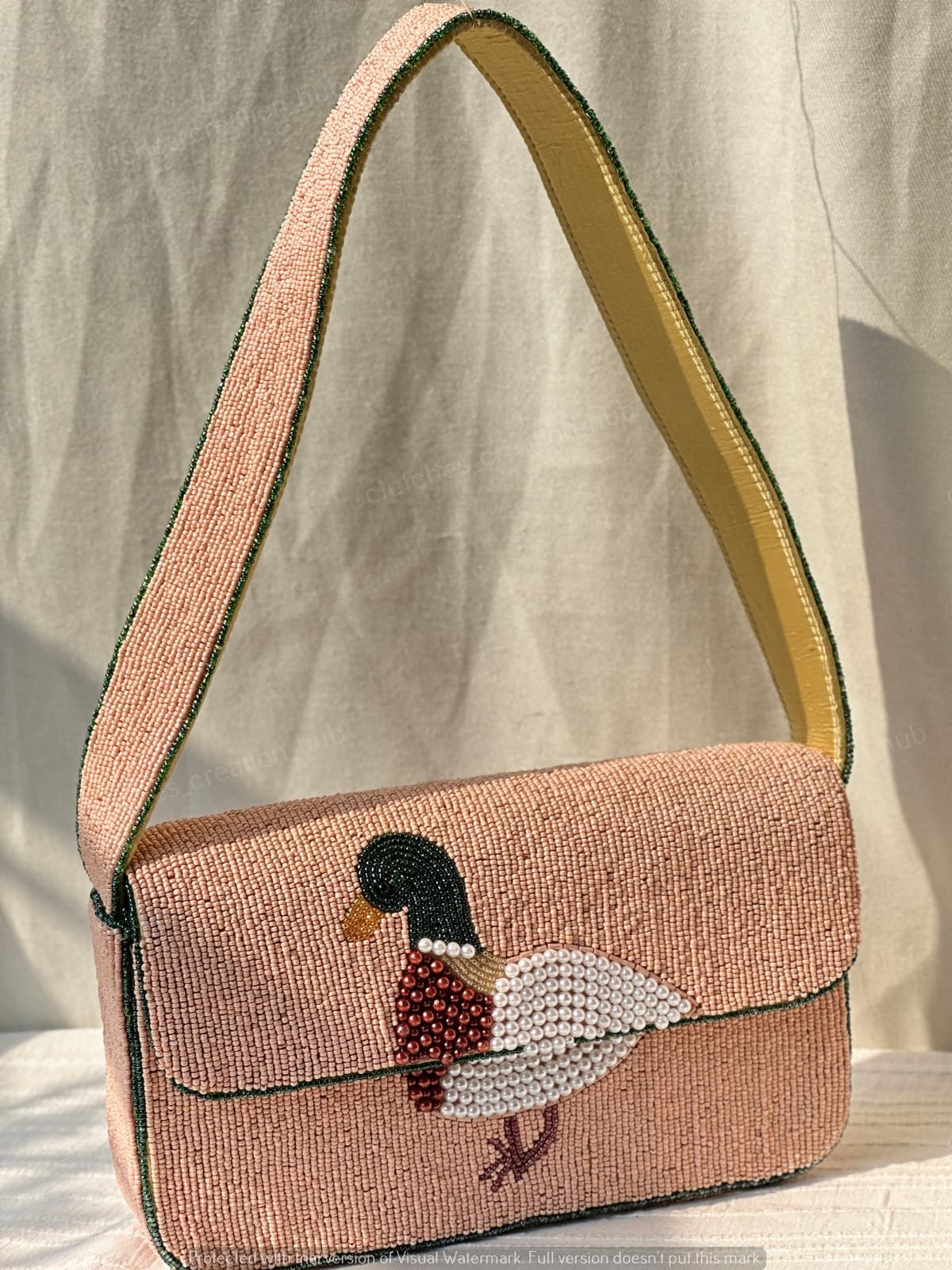 Flamingo Pearl Beaded Handbag