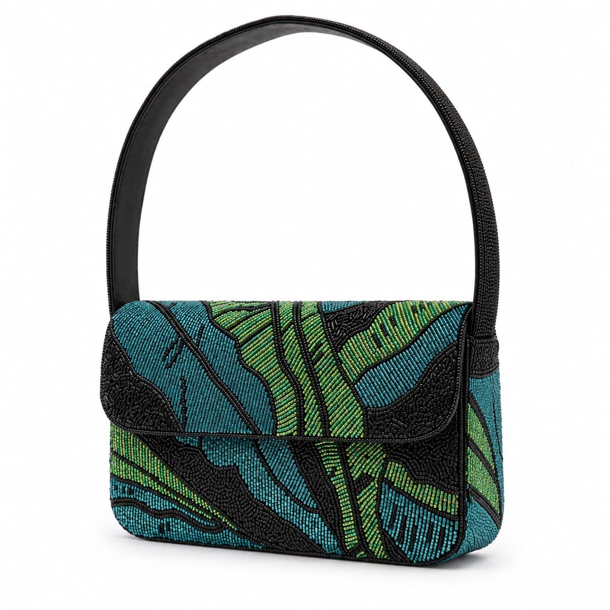 Emerald Wave Beaded Handbag
