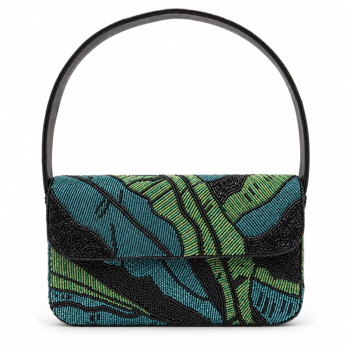 Emerald Wave Beaded Handbag