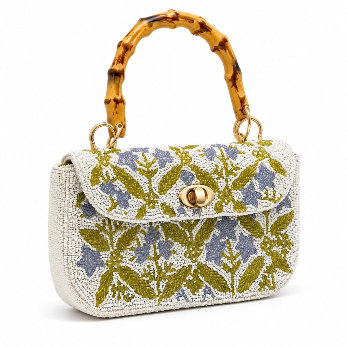 Olive Garden Beaded Bamboo-Handle Bag