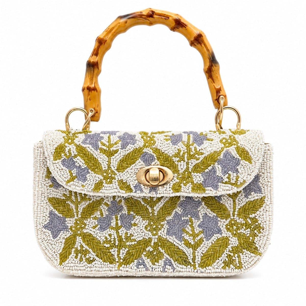 Olive Garden Beaded Bamboo-Handle Bag