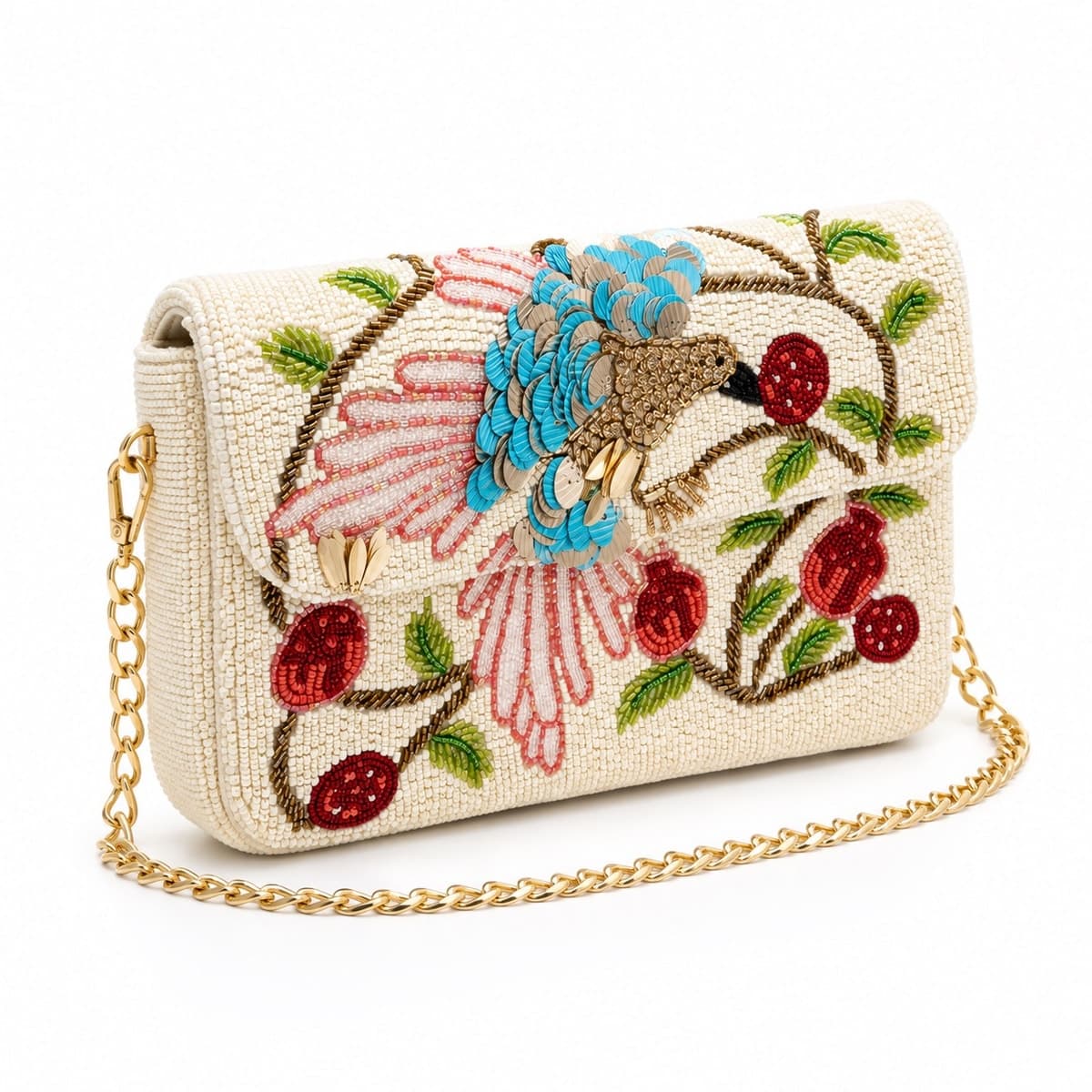 Avian Garden Beaded Chain Shoulder Bag