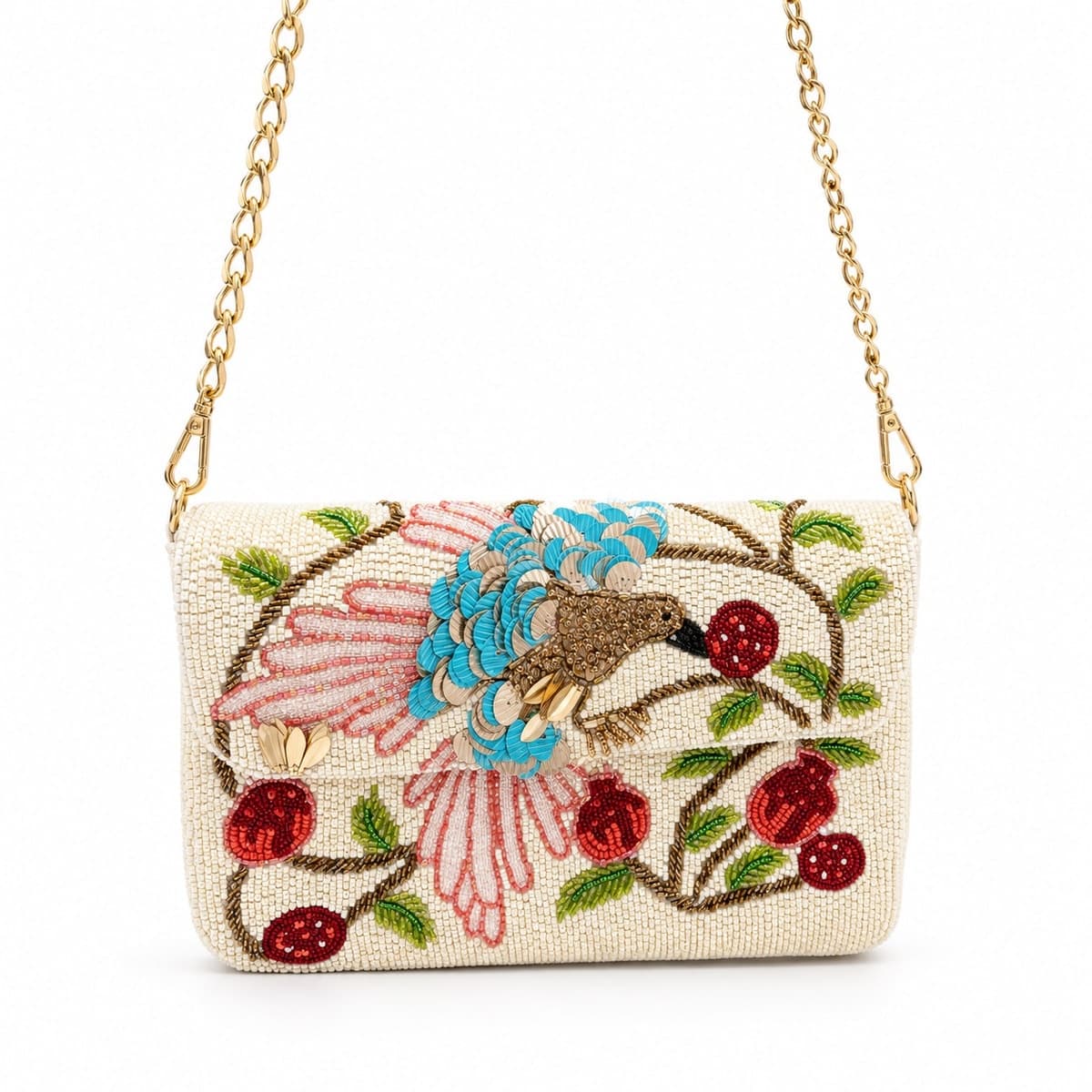 Avian Garden Beaded Chain Shoulder Bag