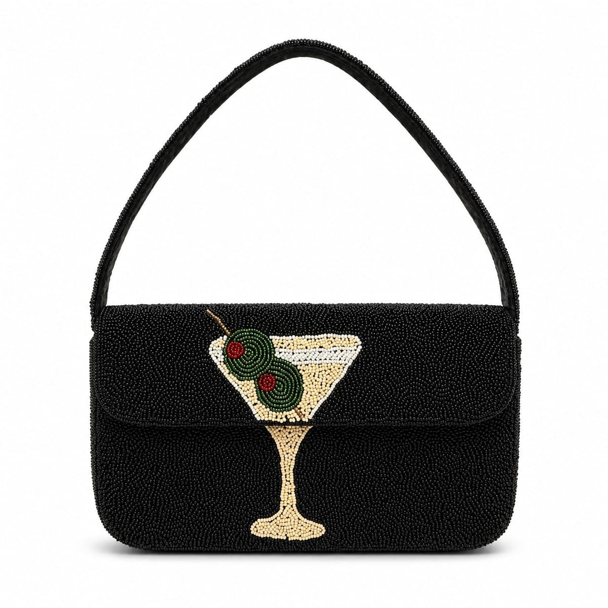 Midnight Martini Beaded Shoulder Bag