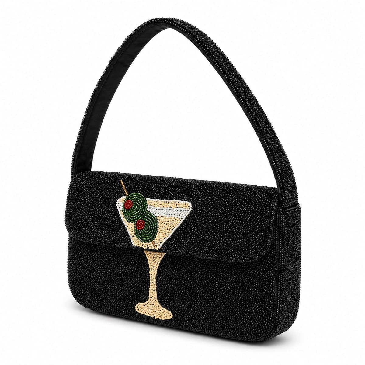 Midnight Martini Beaded Shoulder Bag