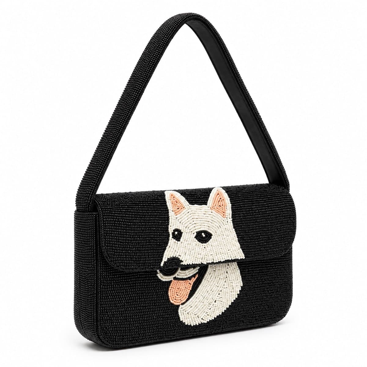 Ivory Hound Beaded Shoulder Bag