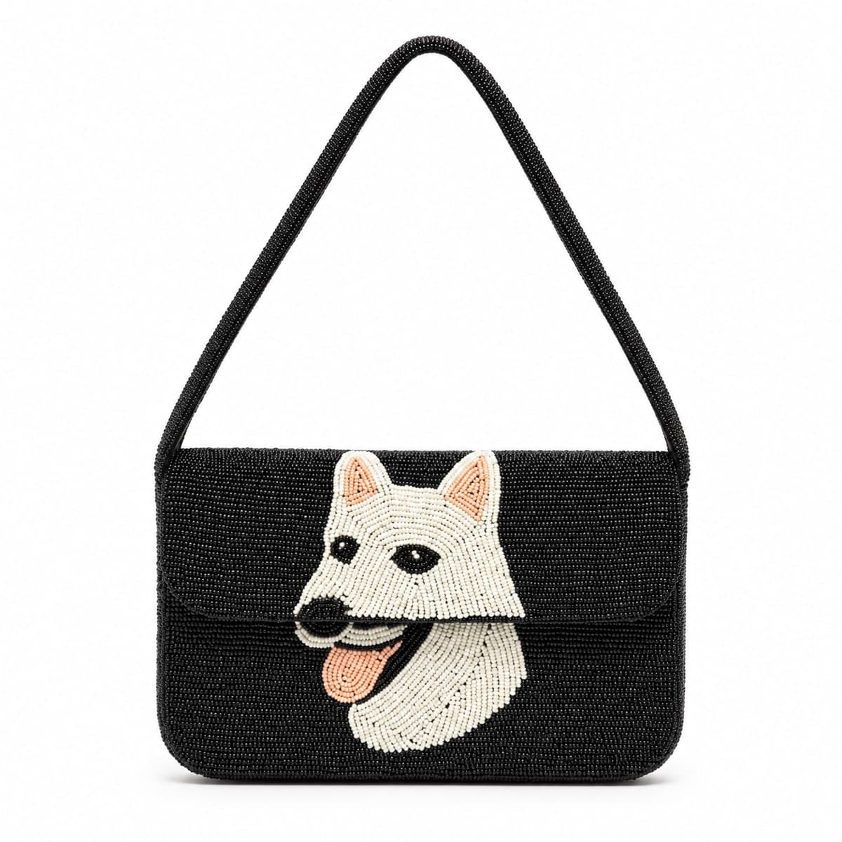Ivory Hound Beaded Shoulder Bag