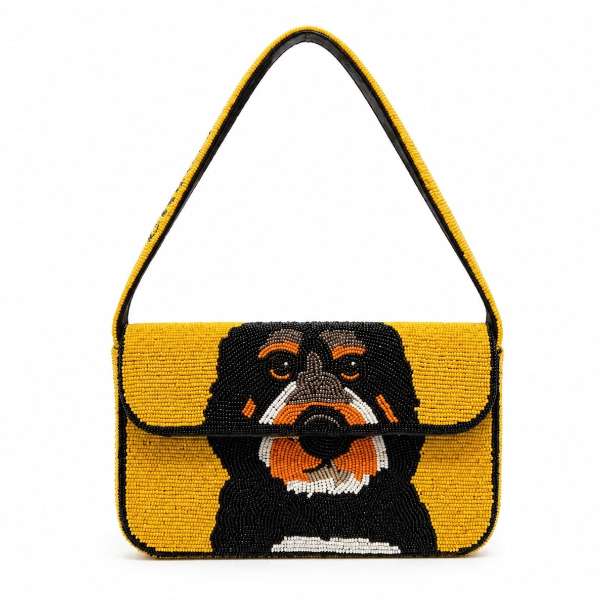 Golden Hound Beaded Shoulder Bag