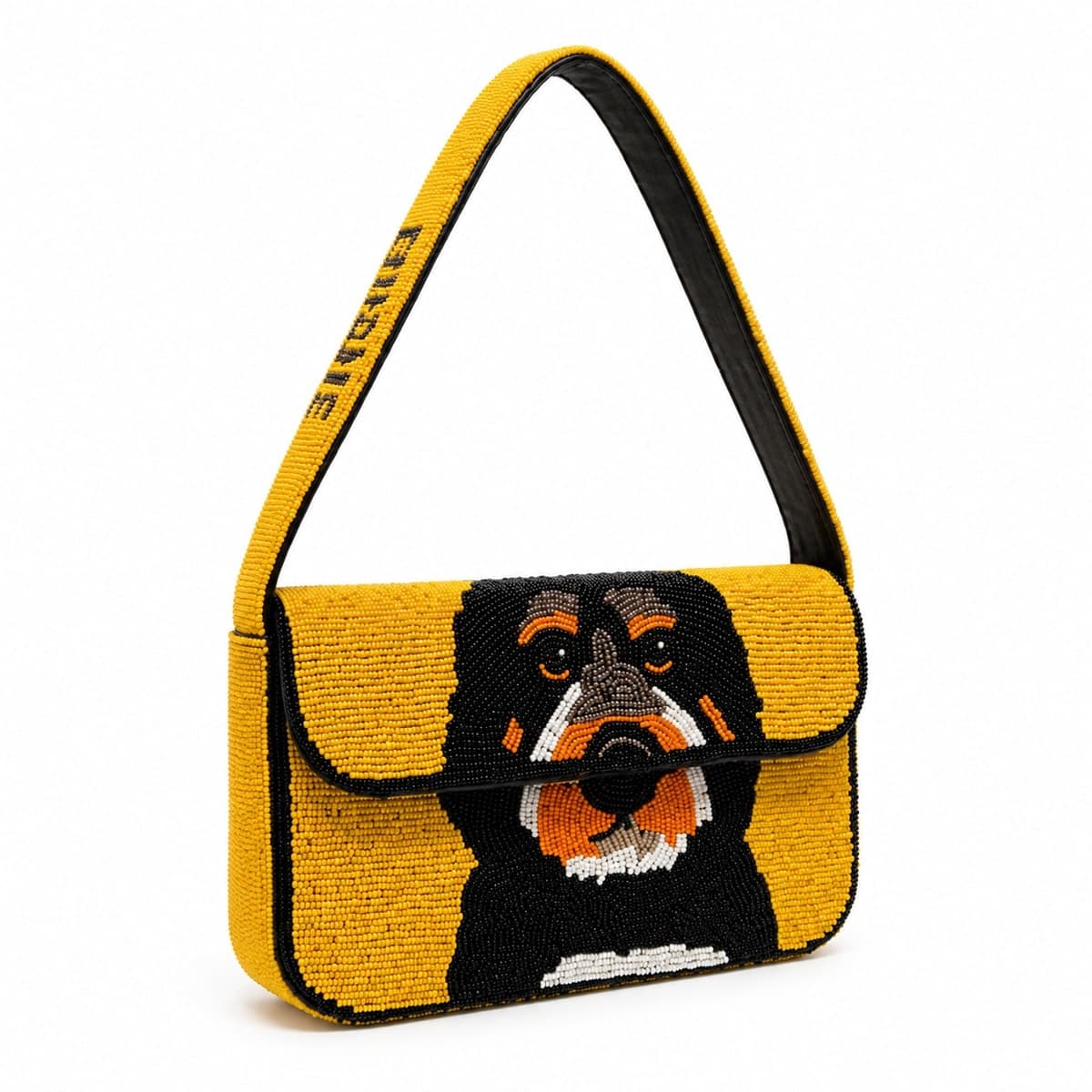 Golden Hound Beaded Shoulder Bag