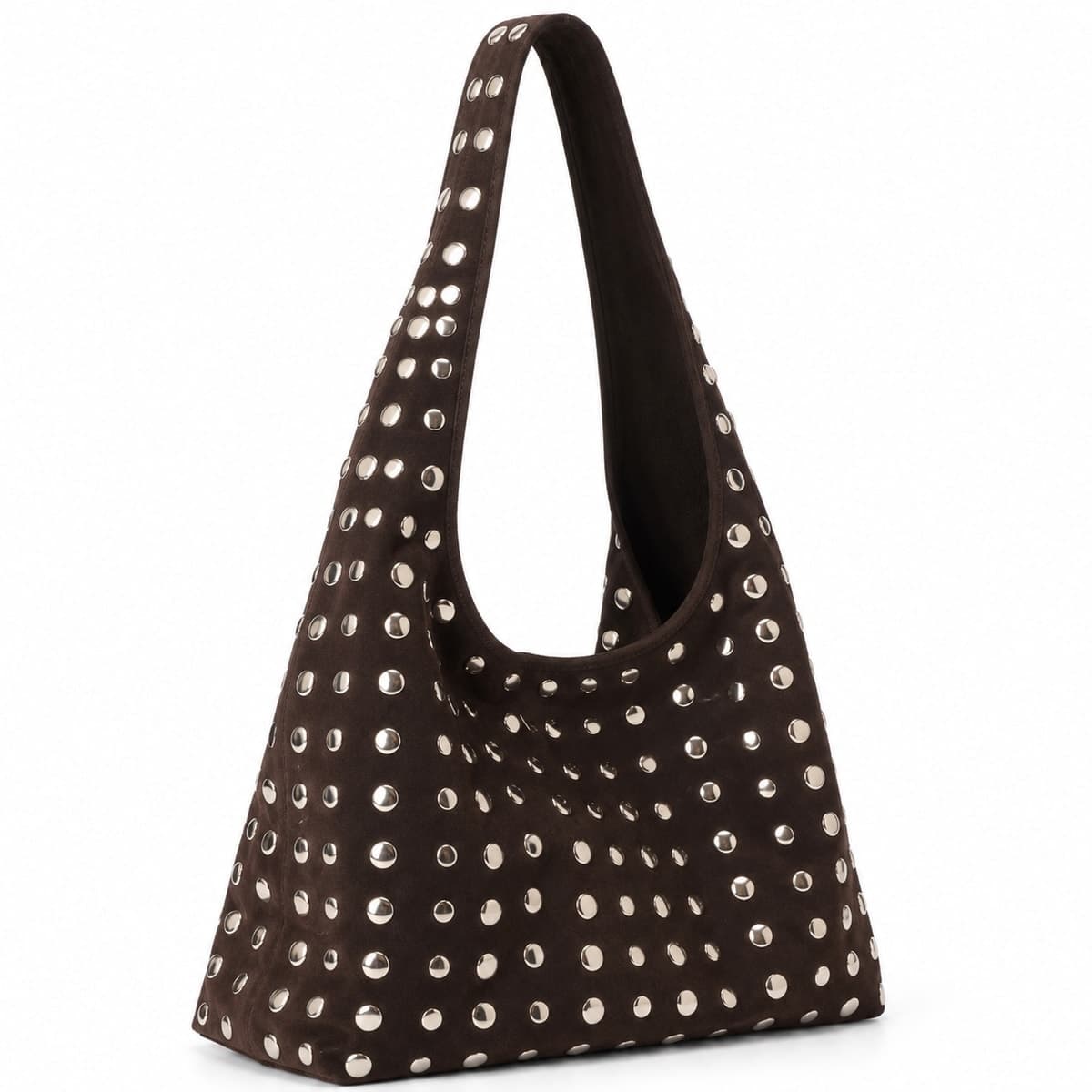 Icon Large Studded Suede Leather Bag