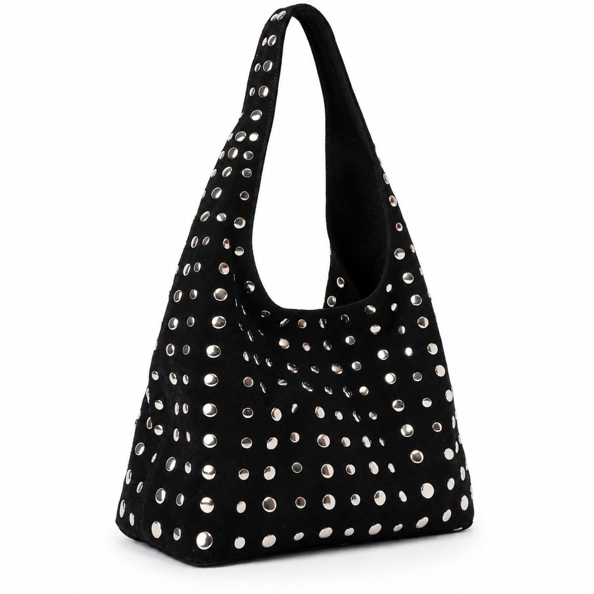 Icon Large Studded Suede Leather Bag