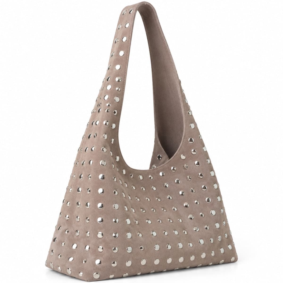 Icon Large Studded Suede Leather Bag