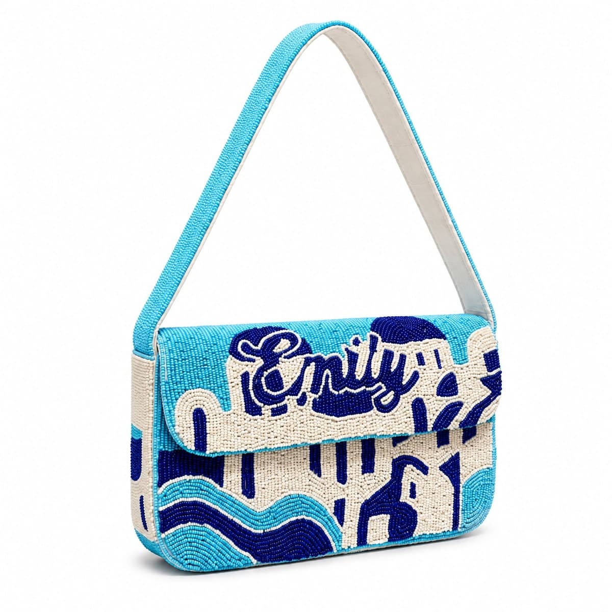 Azure Muse Beaded Shoulder Bag