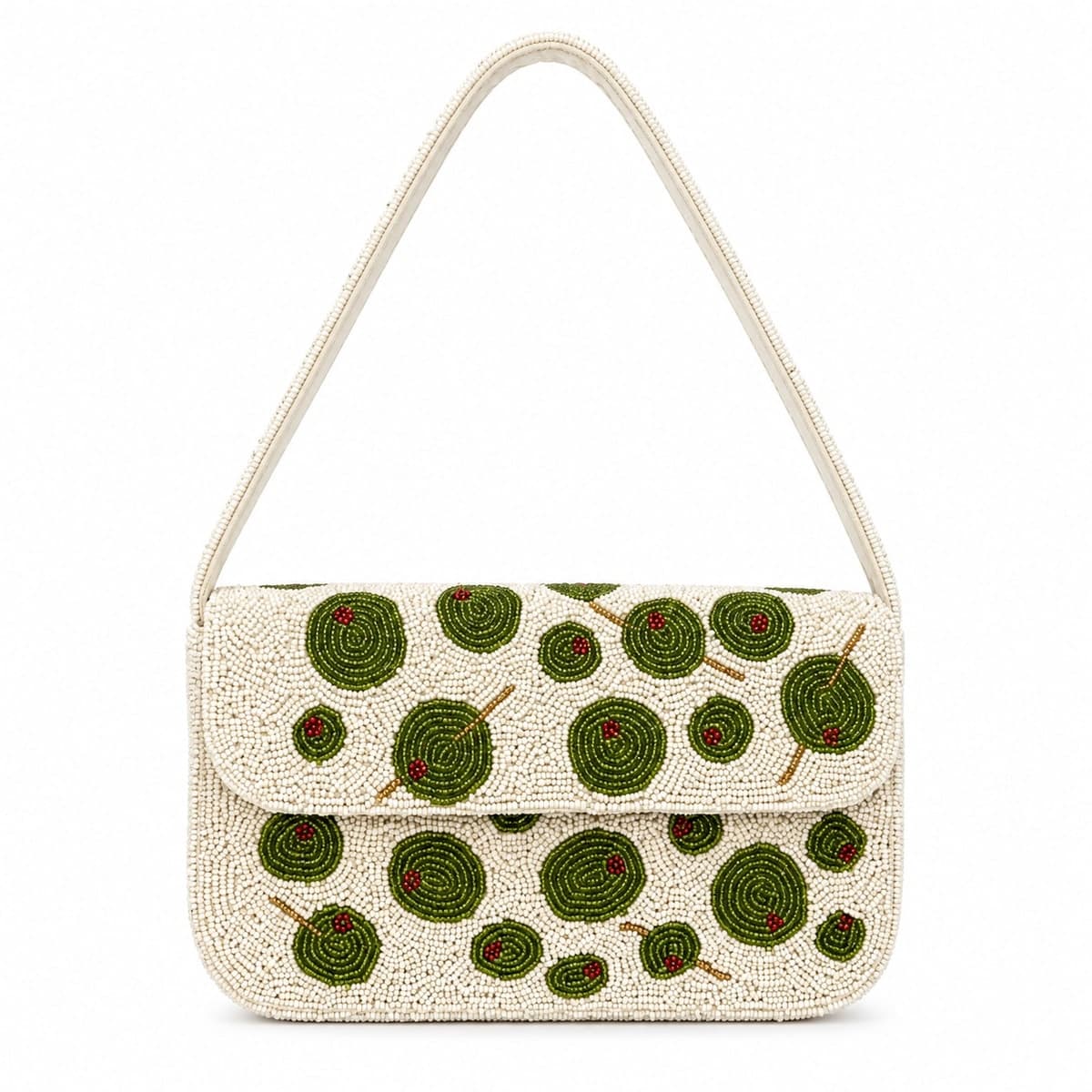 Verdant Spiral Beaded Shoulder Bag