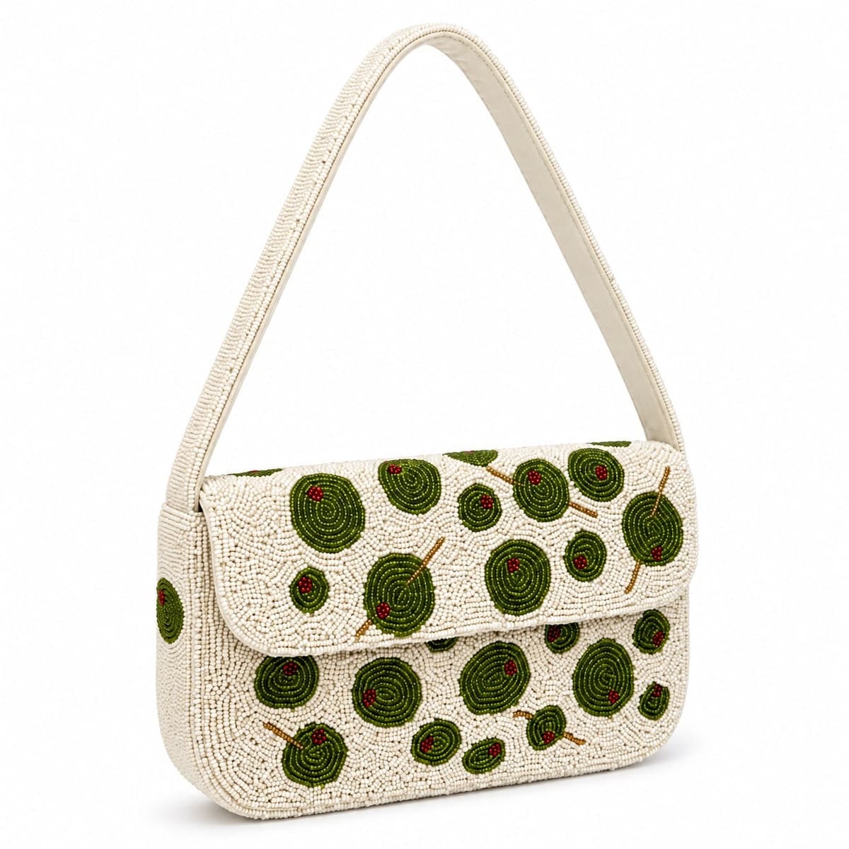 Verdant Spiral Beaded Shoulder Bag