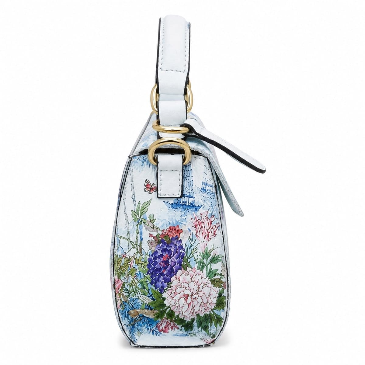 Jardin Bleu Structured PU Handbag