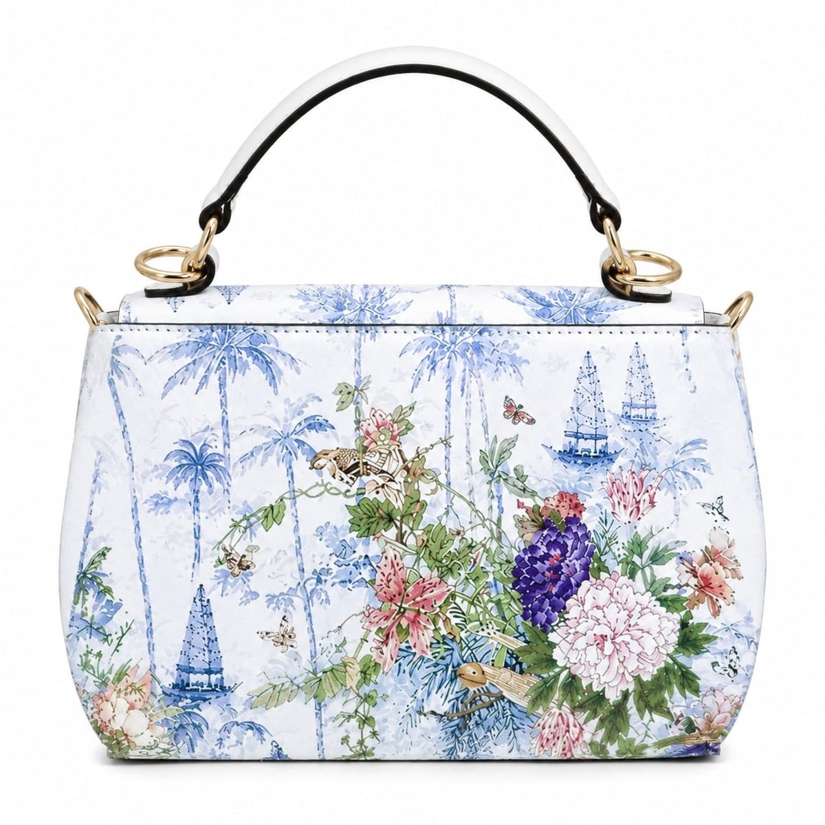 Jardin Bleu Structured PU Handbag