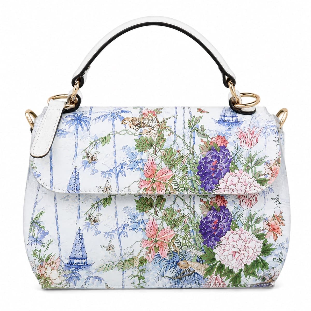 Jardin Bleu Structured PU Handbag
