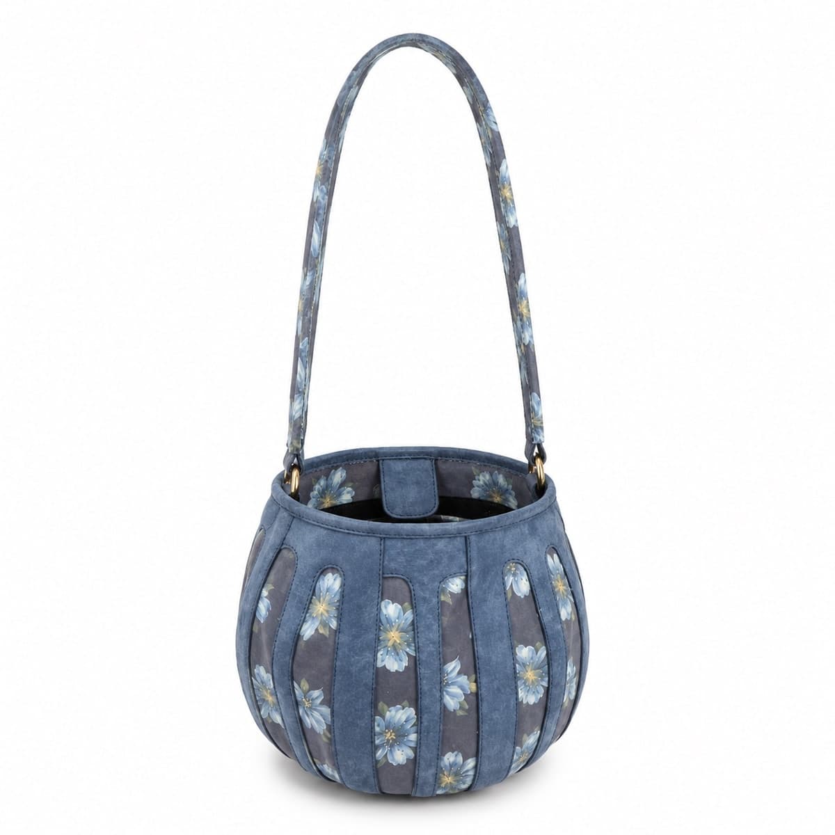 Azure Bloom Calf Leather Bucket Bag