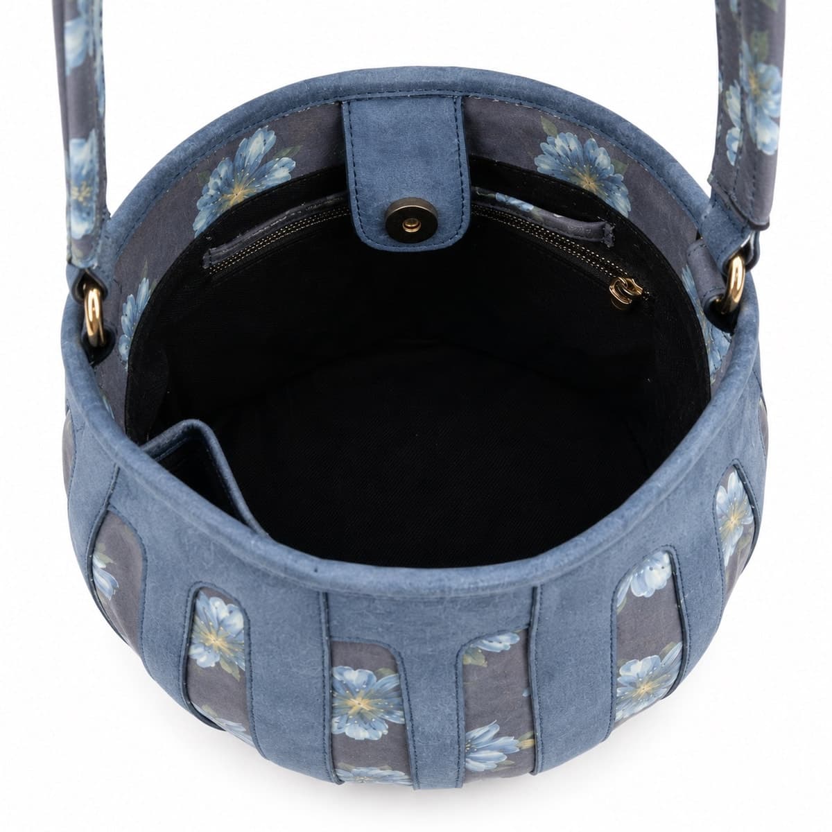Azure Bloom Calf Leather Bucket Bag
