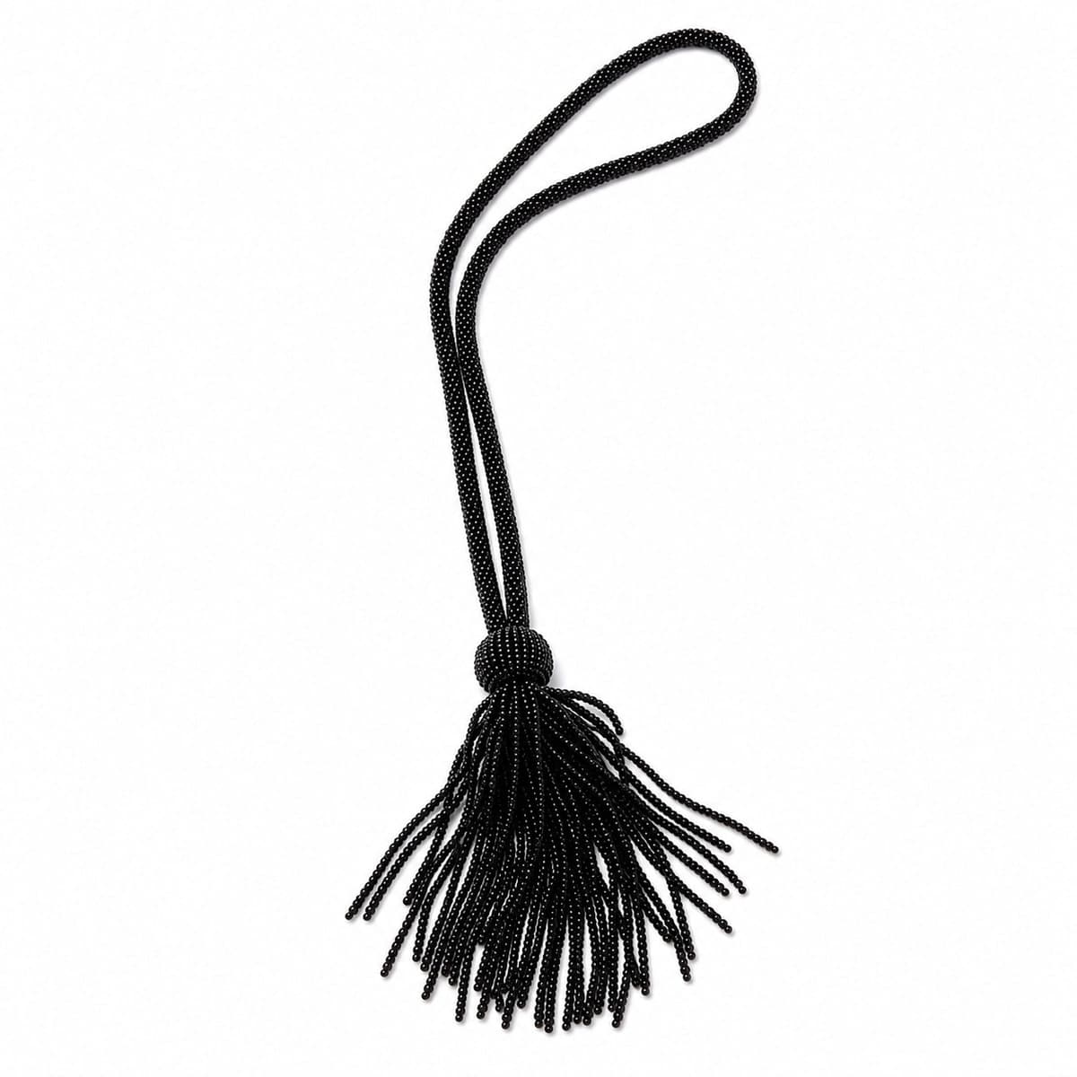 Noir Cascade Beaded Tassel Necklace