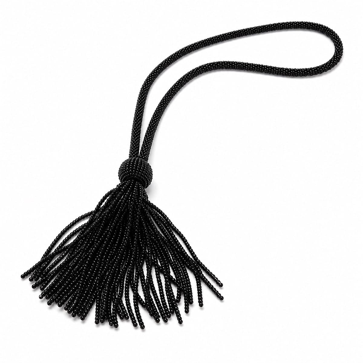 Noir Cascade Beaded Tassel Necklace