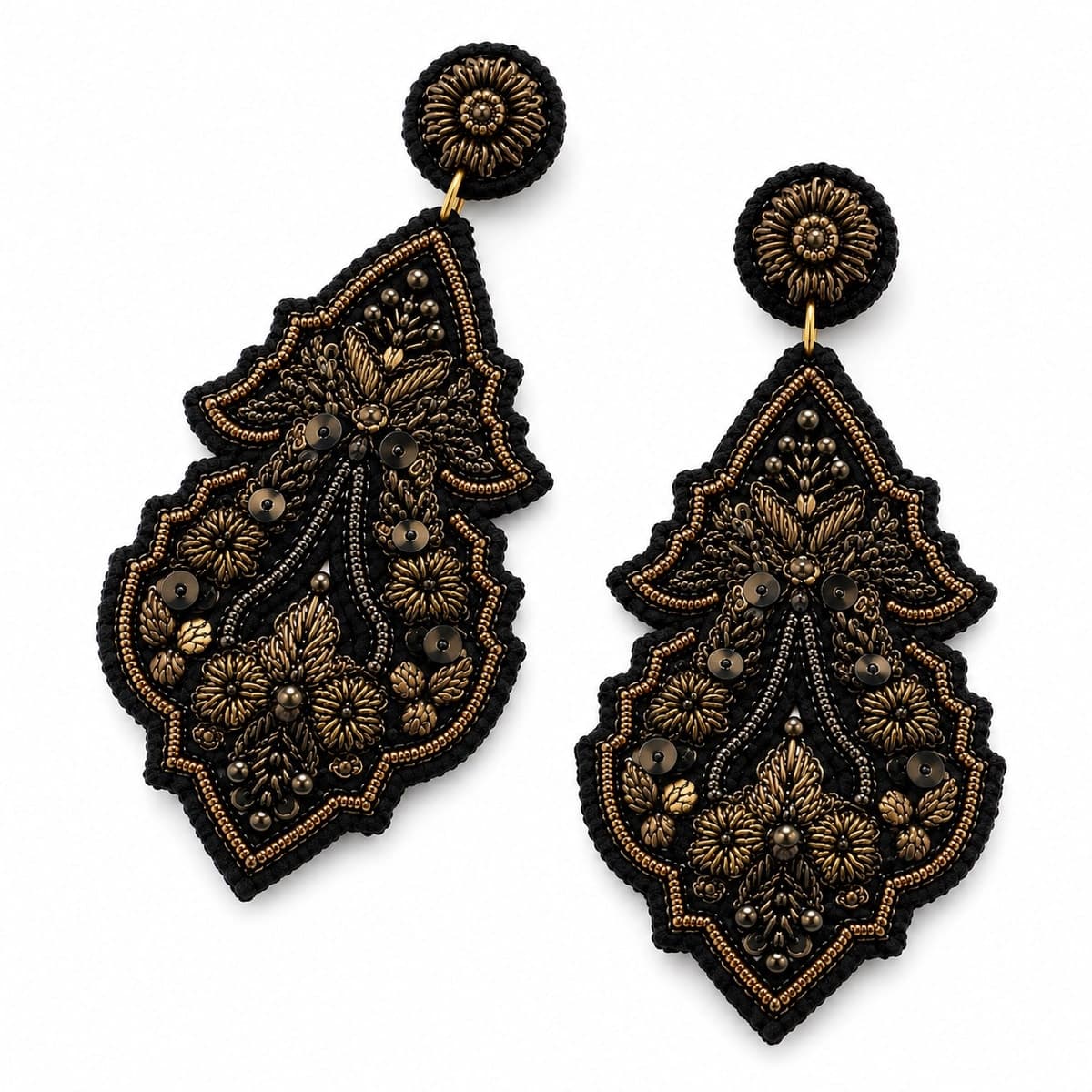 Noir Zardosi Royale Statement Earrings