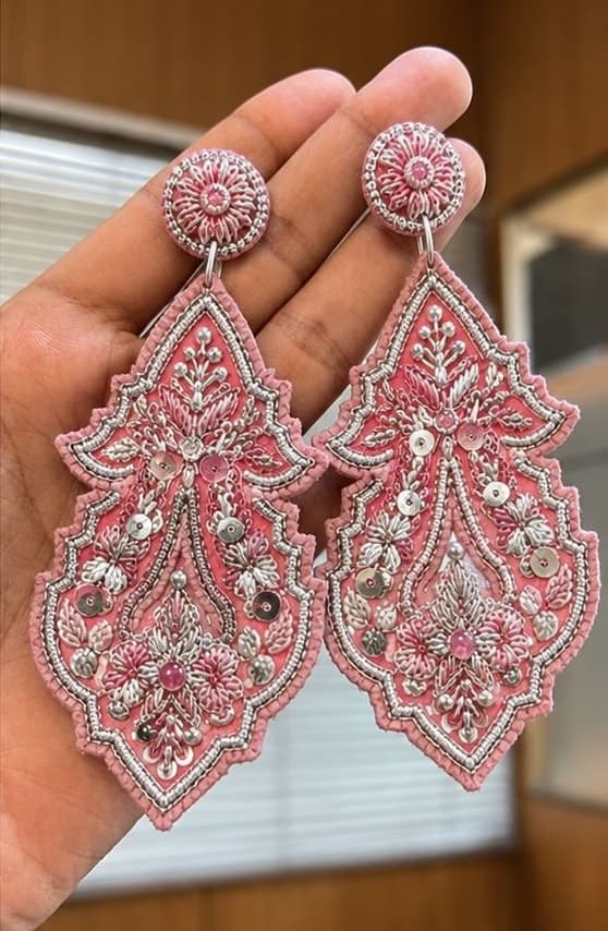 Rose Royale Zardosi Statement Earrings