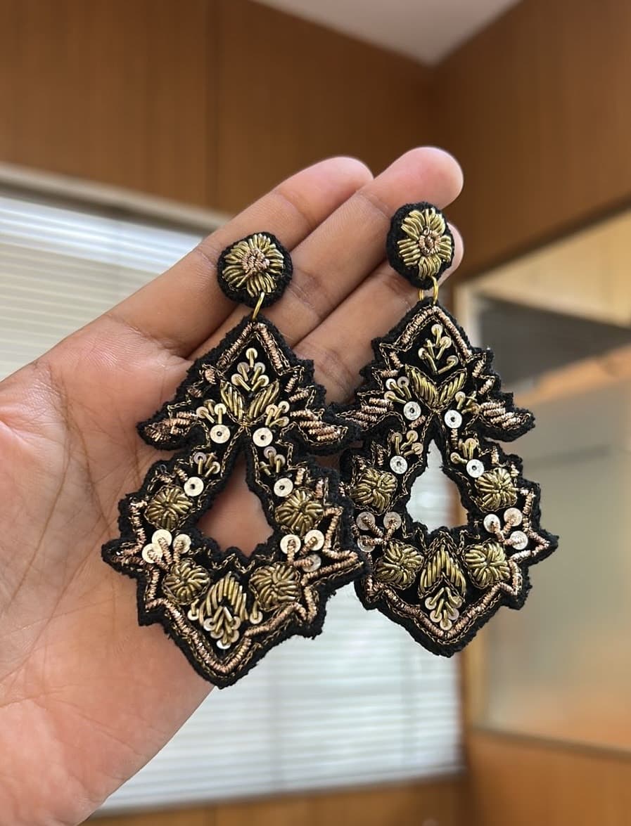 Noir Zardozi Statement Earrings