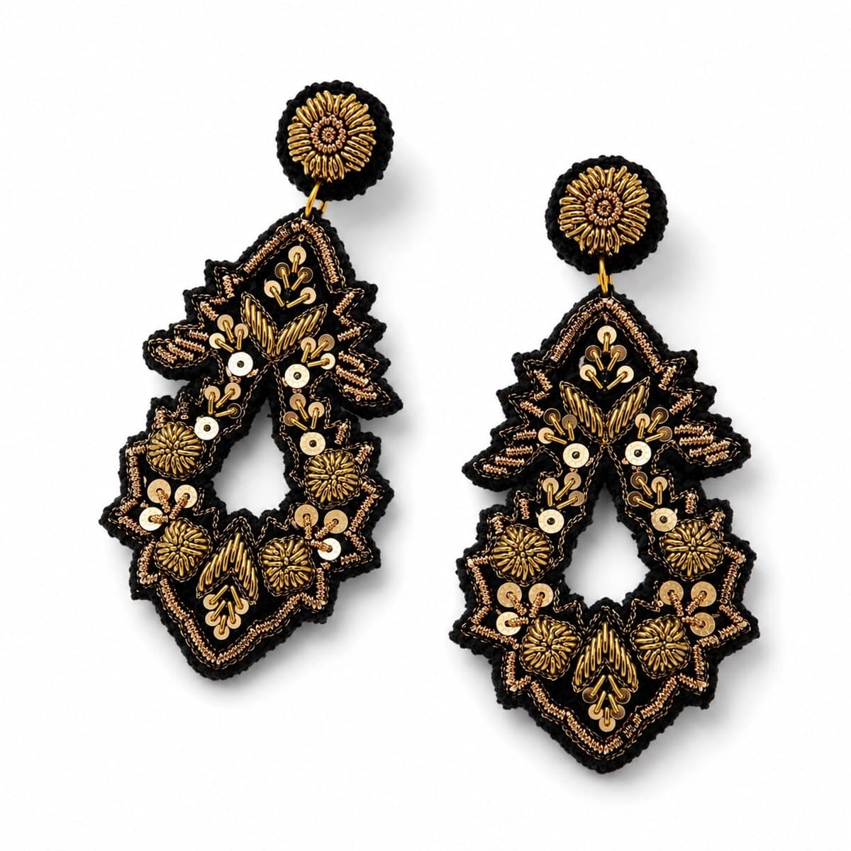Noir Zardozi Statement Earrings