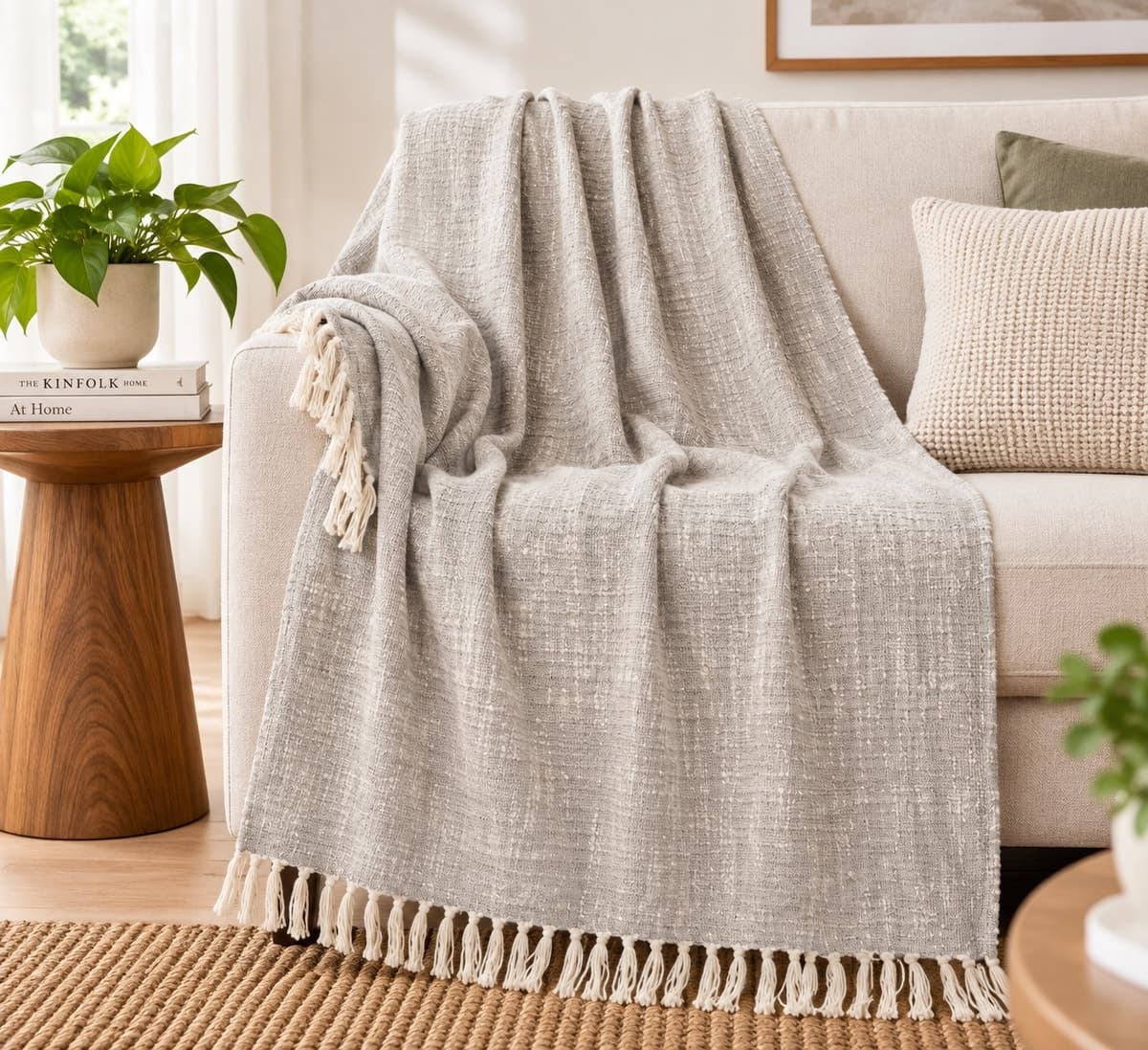 Natural Weave Cotton Throw