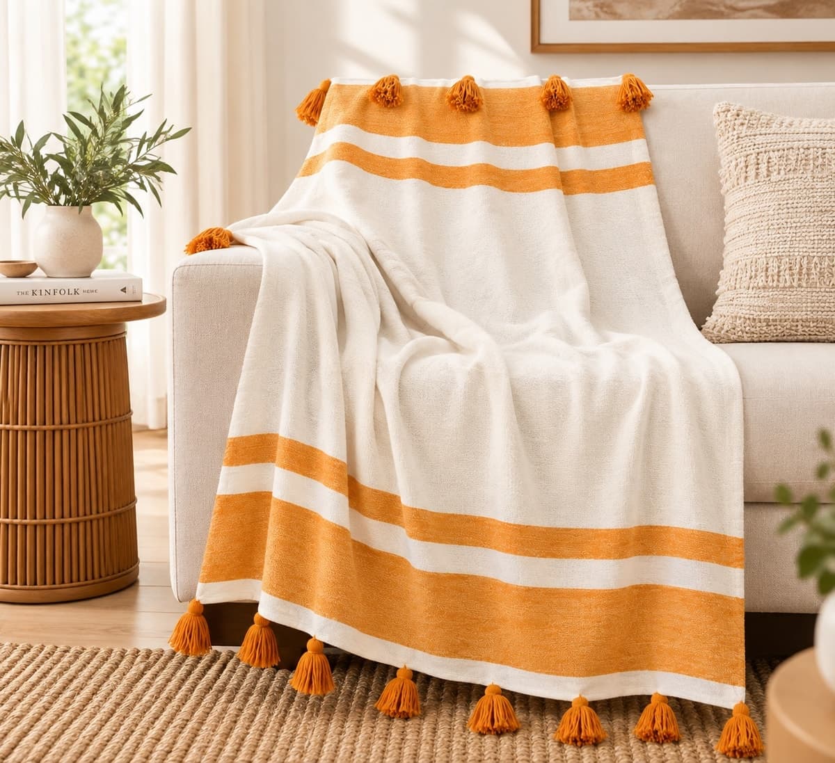 Sunlit Ochre Cotton Throw