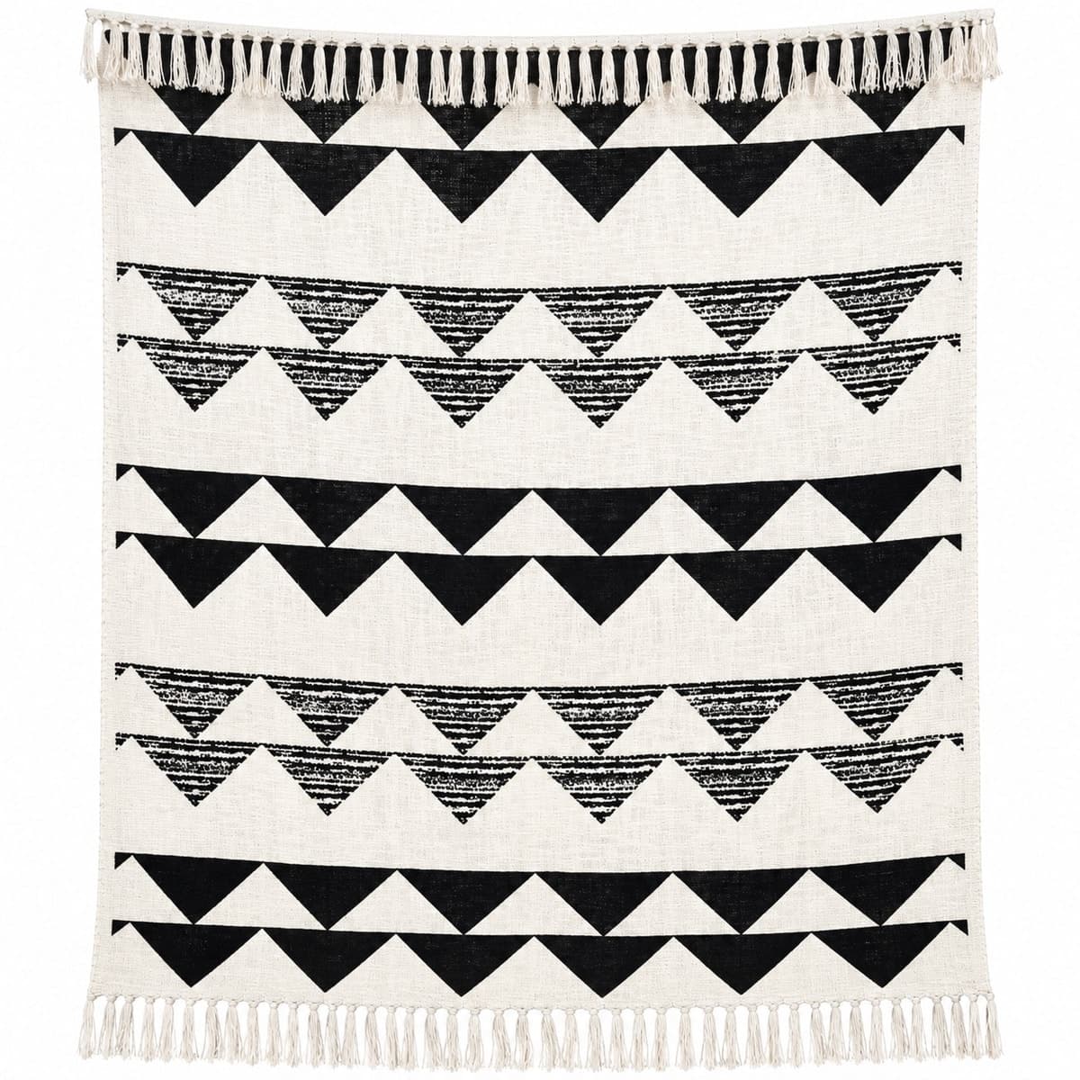 Monochrome Tribal Cotton Throw