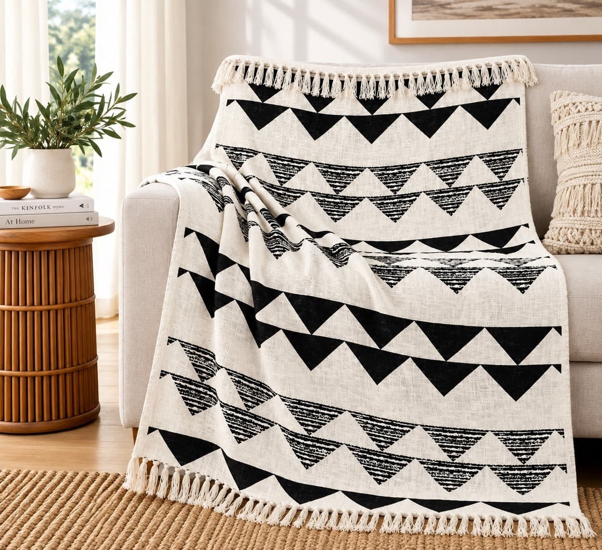 Monochrome Tribal Cotton Throw