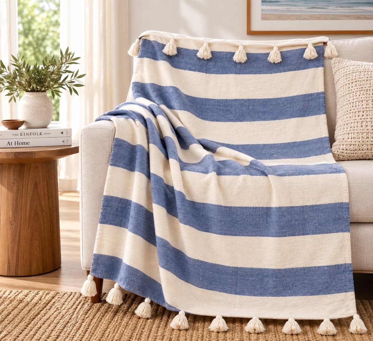 Coastal Blue Cotton Throw