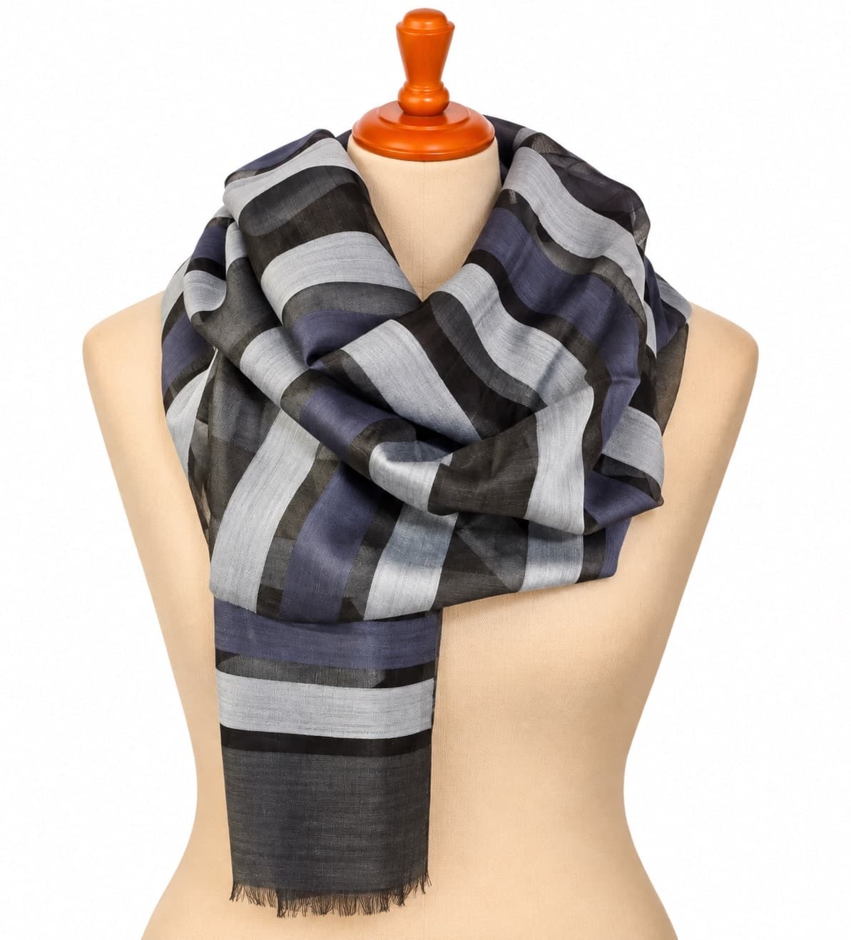 Midnight Slate Silk–Merino Scarf