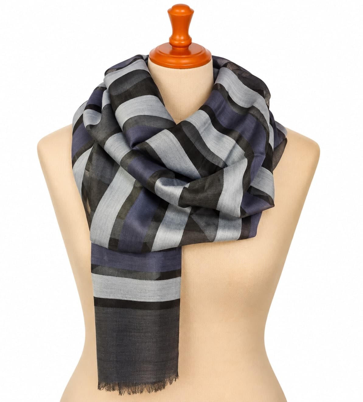 Midnight Slate Silk–Merino Scarf