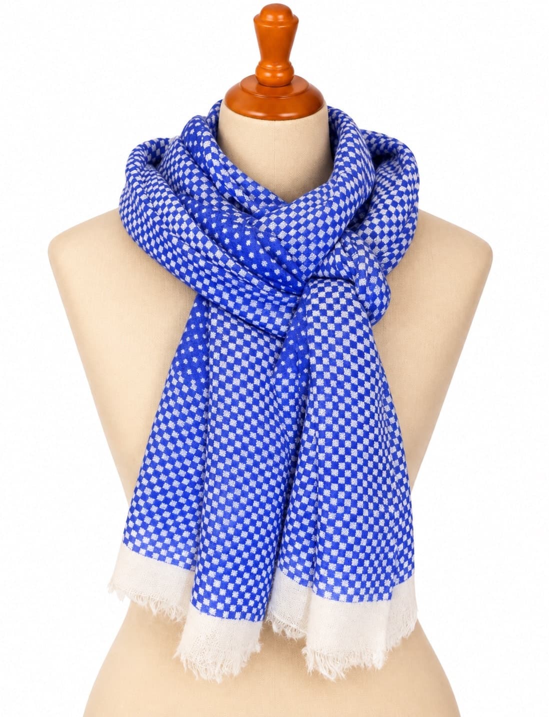 Kashmir Check Silk–Merino Scarf