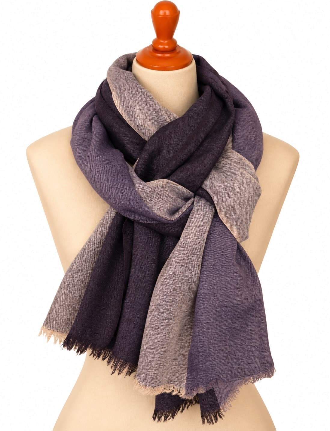 Kashmir Ivory Taupe Merino Silk Scarf
