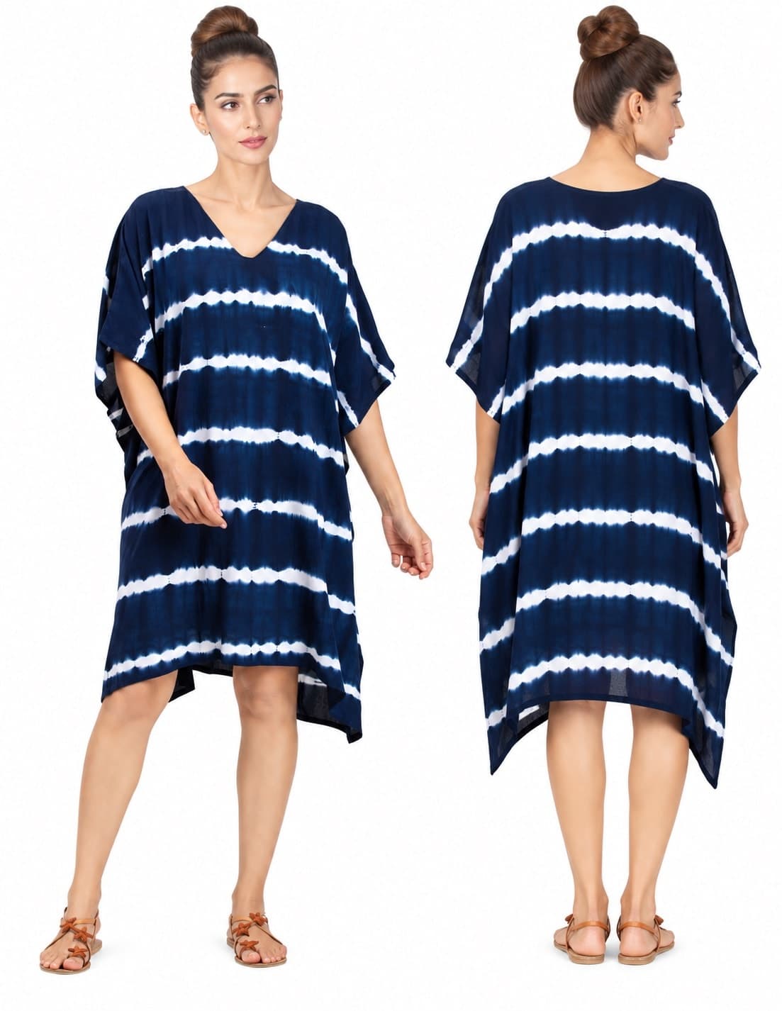 Indigo Horizon Tie-Dye Kaftan