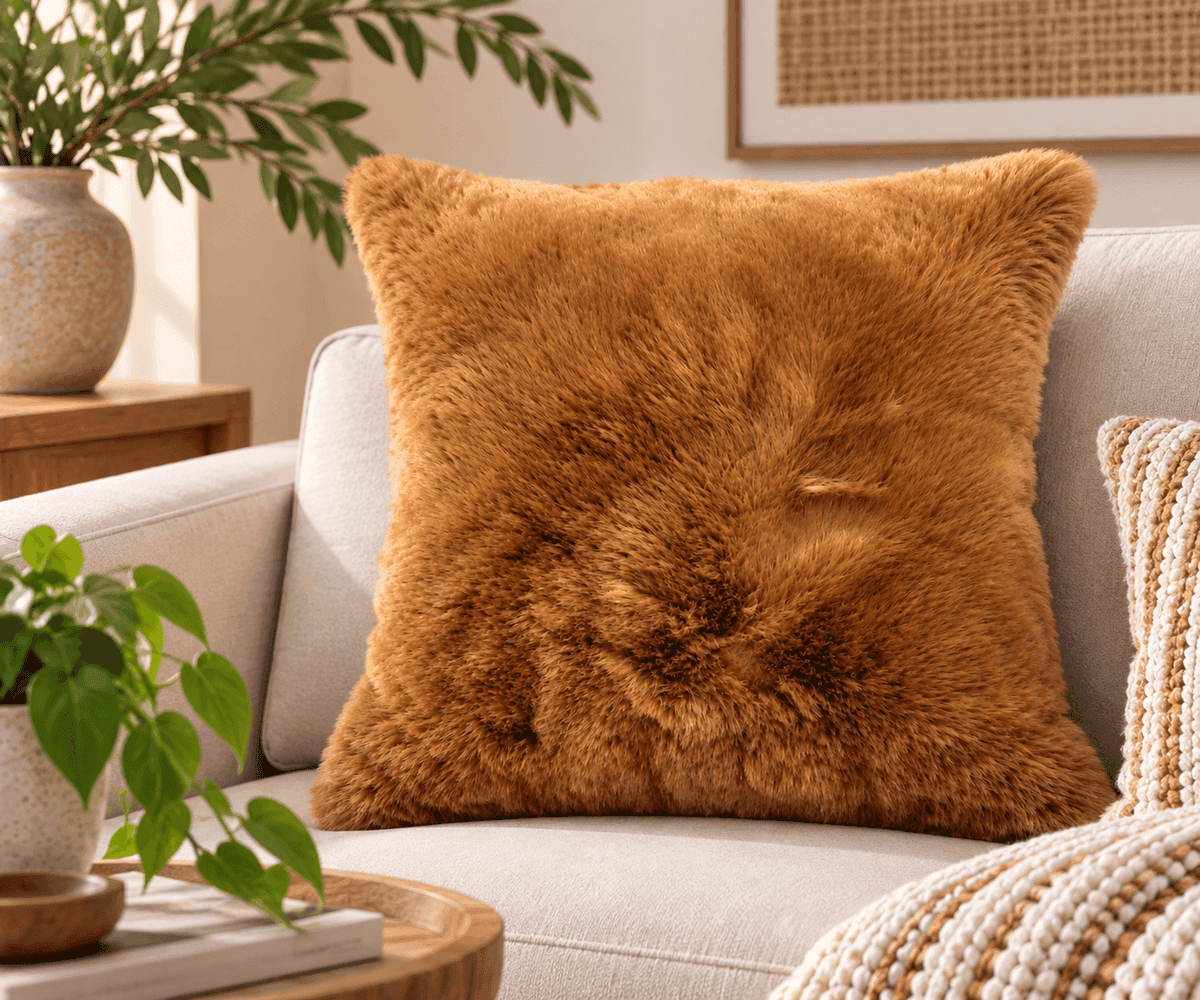 Caramel Luxe Faux-Fur Cushion