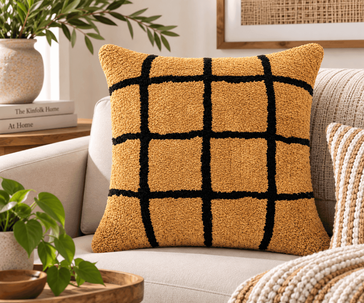 Golden Grid Cushion