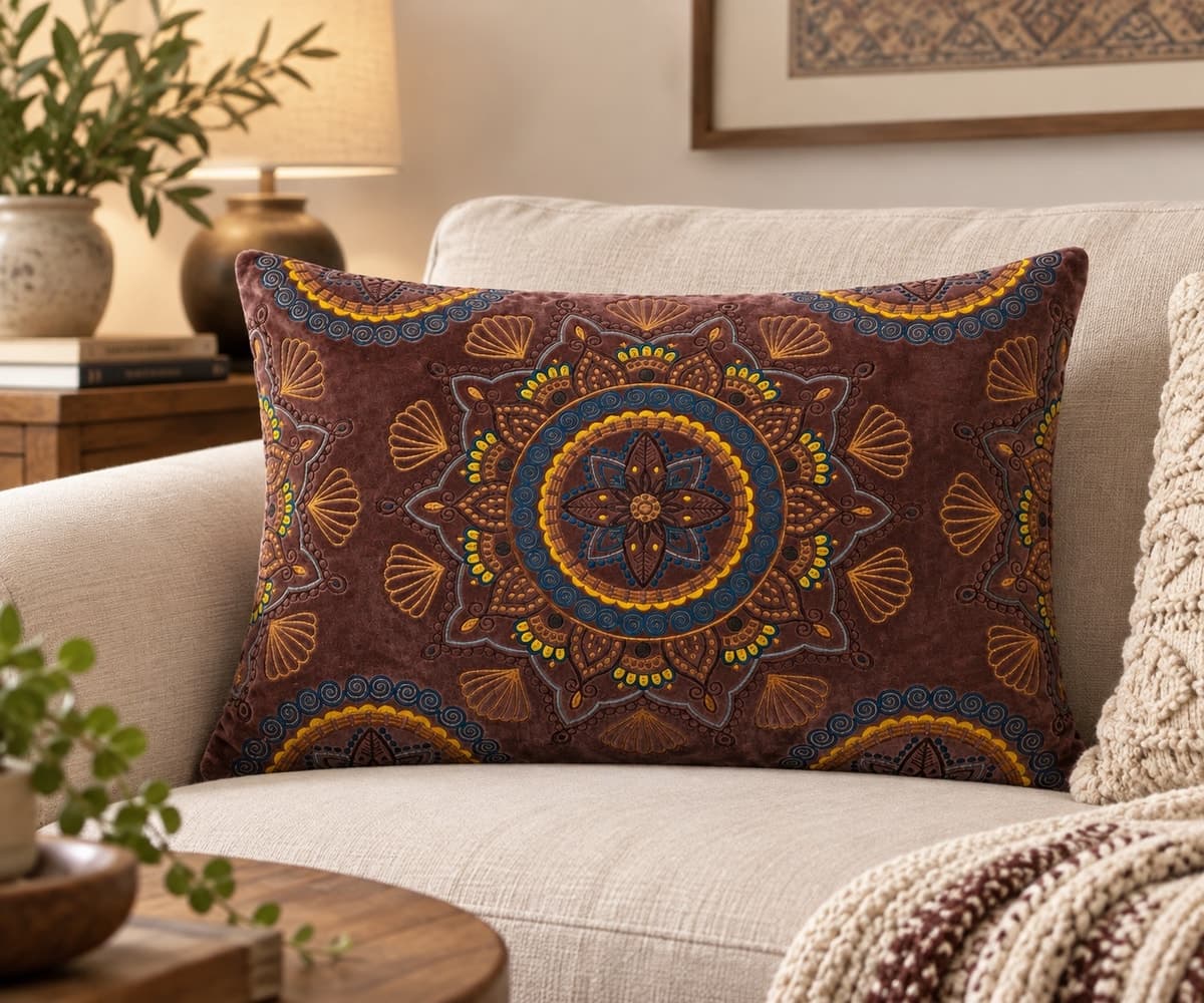 Royal Mandala Velvet Cushion Cover